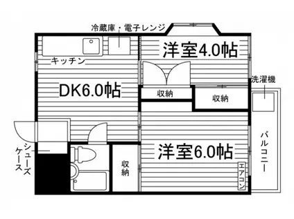 ヒカリハイツ(2DK/3階)の間取り写真