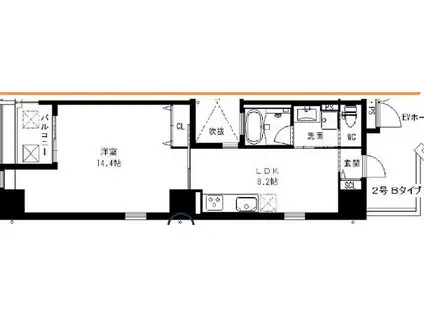 シエロ南堀江(1LDK/5階)の間取り写真