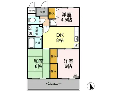 アネックスきりた(3DK/4階)の間取り写真