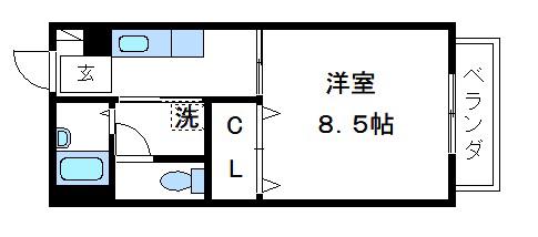 パルファン(1K/2階)の間取り写真