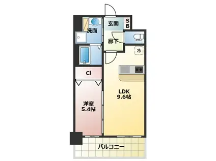 ディームス江坂(1LDK/1階)の間取り写真