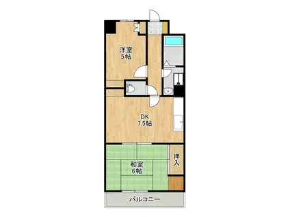 ペガソス熊谷(2DK/5階)の間取り写真