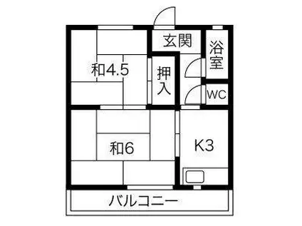 扇ハイツ(2K/2階)の間取り写真