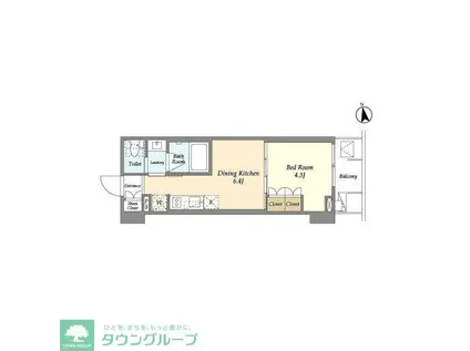 ジオエント浅草雷門(1DK/6階)の間取り写真