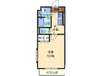 コンブリオ(1K/1階)の間取り写真