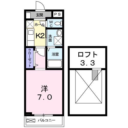 クレメントS(1K/2階)の間取り写真
