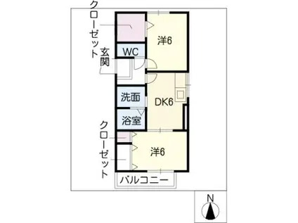 サンブルックス(2DK/1階)の間取り写真