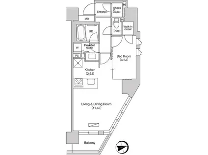 エミリブ石神井公園(1LDK/11階)の間取り写真