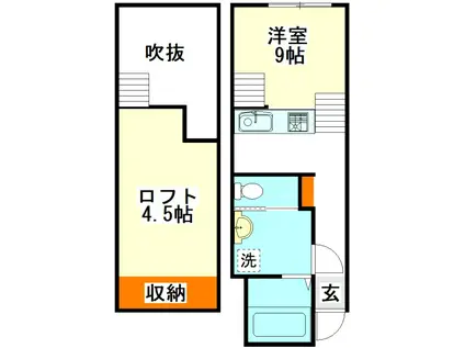ラ シエスタ飯塚(1K/2階)の間取り写真