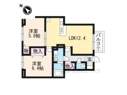 ウイニング(2LDK/1階)の間取り写真