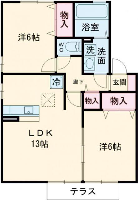 アンセスター C棟(2LDK/1階)の間取り写真
