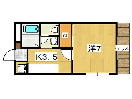 サンハイム上山(1K/1階)の間取り写真