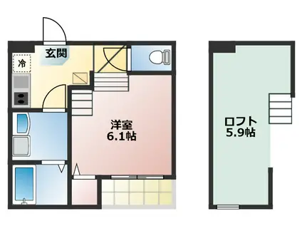 ハーモニーテラスイズモ(1SK/2階)の間取り写真