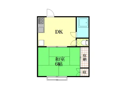 住吉ハイツ(1DK/2階)の間取り写真