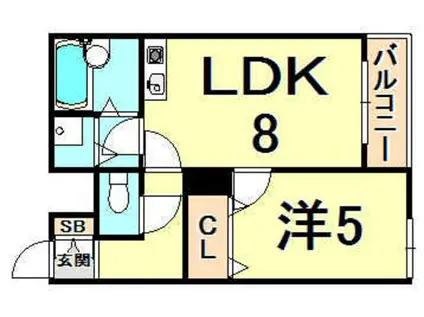 ベル甲子園口III(1LDK/2階)の間取り写真