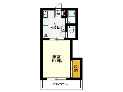 千葉ハイツI(1K/1階)の間取り写真