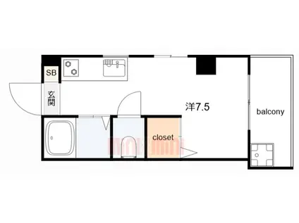 プレミール神戸本庄町(ワンルーム/4階)の間取り写真