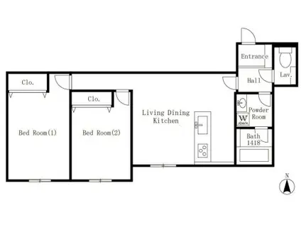 堂島レジデンス(2LDK/12階)の間取り写真
