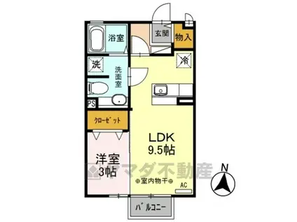 ヴェルデ・ナチュール2B(1LDK/2階)の間取り写真