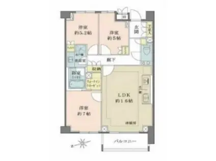 パークハウス市谷仲之町(3LDK/3階)の間取り写真