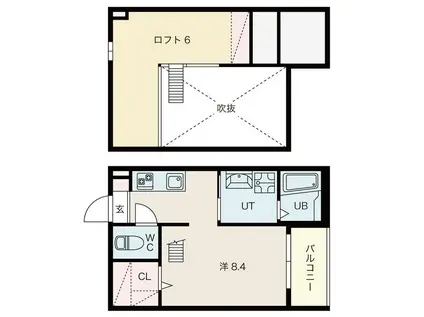 MONTANER(1K/2階)の間取り写真