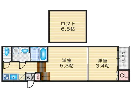 ハーモニーテラス塩池町III(2SK/1階)の間取り写真