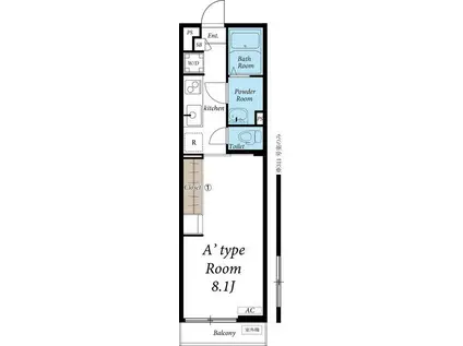 リブリ・プモリIII(1K/1階)の間取り写真