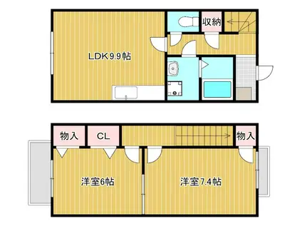 BELLE SHINE(2LDK/1階)の間取り写真