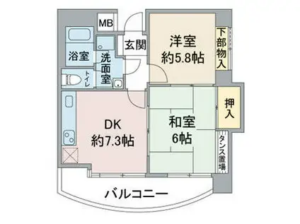 ナビシティ上社(2DK/2階)の間取り写真