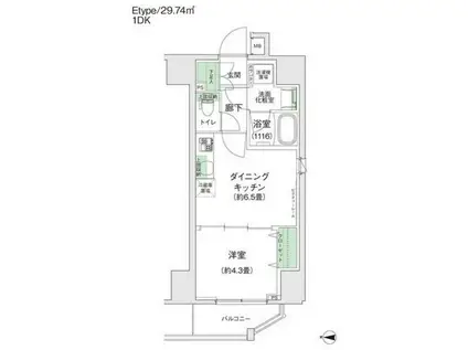 スタイリオ蒲田II(1DK/12階)の間取り写真
