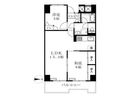 綾瀬プルミエ(2LDK/14階)の間取り写真