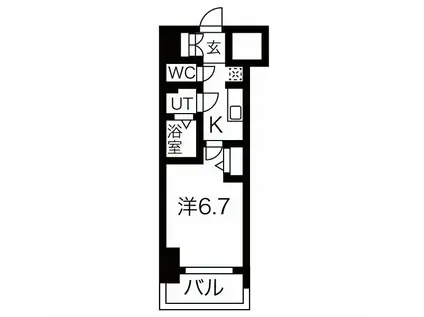 メイクス鶴舞II(1K/4階)の間取り写真