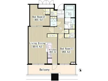 パークタワー目黒(2LDK/17階)の間取り写真
