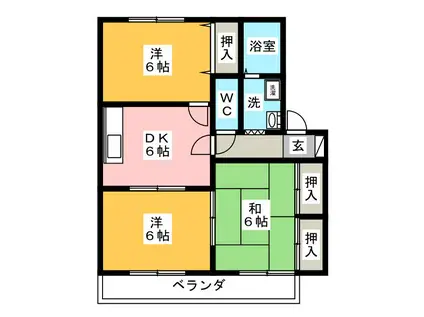 スイートホームB(3DK/1階)の間取り写真