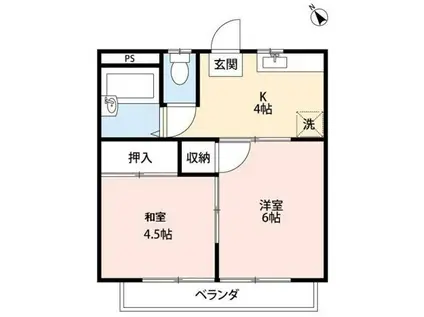 ヤマジンハイツⅢ(2K/2階)の間取り写真