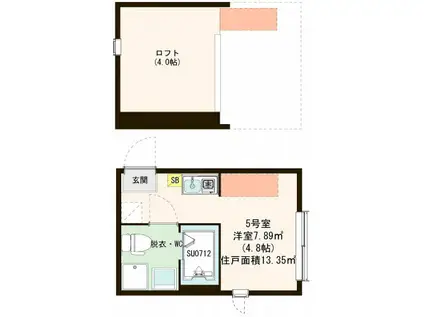 ハーモニーテラス小豆沢公園(ワンルーム/1階)の間取り写真