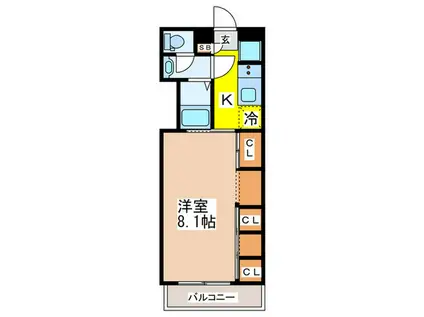 プリメーロ輝(1K/1階)の間取り写真