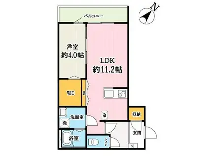 ルピナス東門前(1LDK/1階)の間取り写真