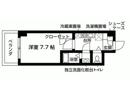 サニープレイス港島(1K/1階)の間取り写真