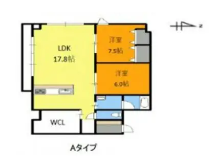 ベンハウス西川緑道公園(2LDK/6階)の間取り写真