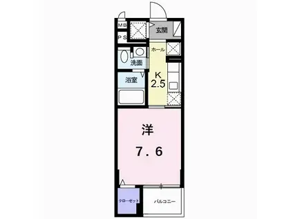 カーサソーレ(1K/3階)の間取り写真