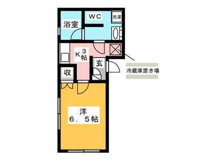 パークアベニュー(1K/1階)の間取り写真