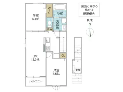 パークコートひたちなかEI(2LDK/2階)の間取り写真