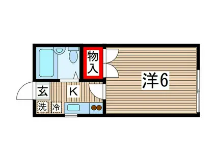 国立ウエストA(1K/1階)の間取り写真