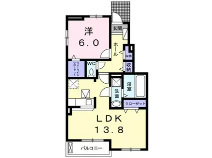 プラシードはやし III(1LDK/1階)の間取り写真