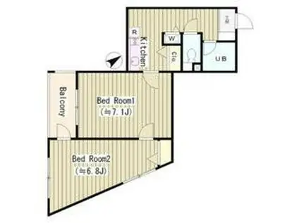 ラルゴ西早稲田(2K/5階)の間取り写真