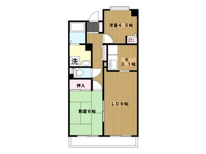 ハイランド磯子(2LDK/10階)の間取り写真