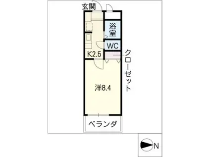 エクセル植田西(1K/2階)の間取り写真