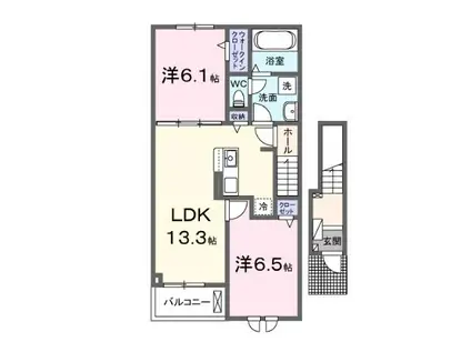 伊予鉄道郡中線 新川駅(愛媛) 徒歩8分 2階建 築1年(2LDK/2階)の間取り写真