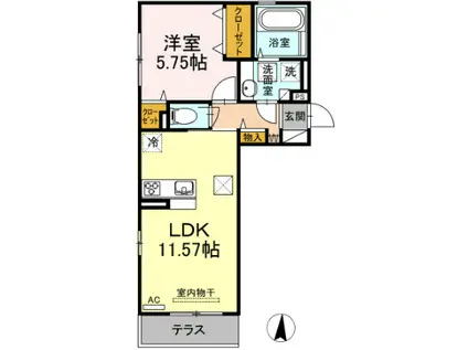 サンモリッツ(1LDK/1階)の間取り写真